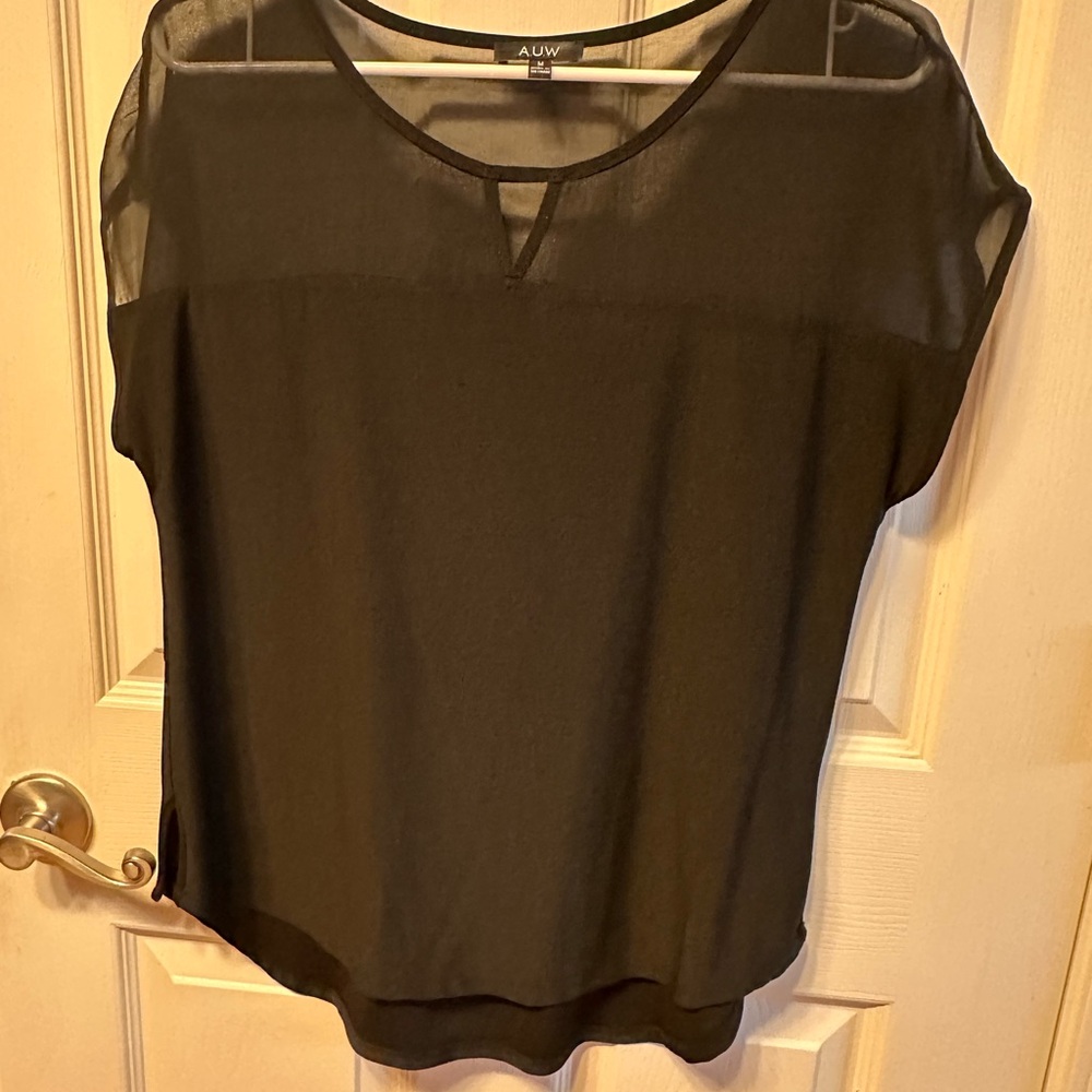 AUW Elegant Black Sheer Blouse